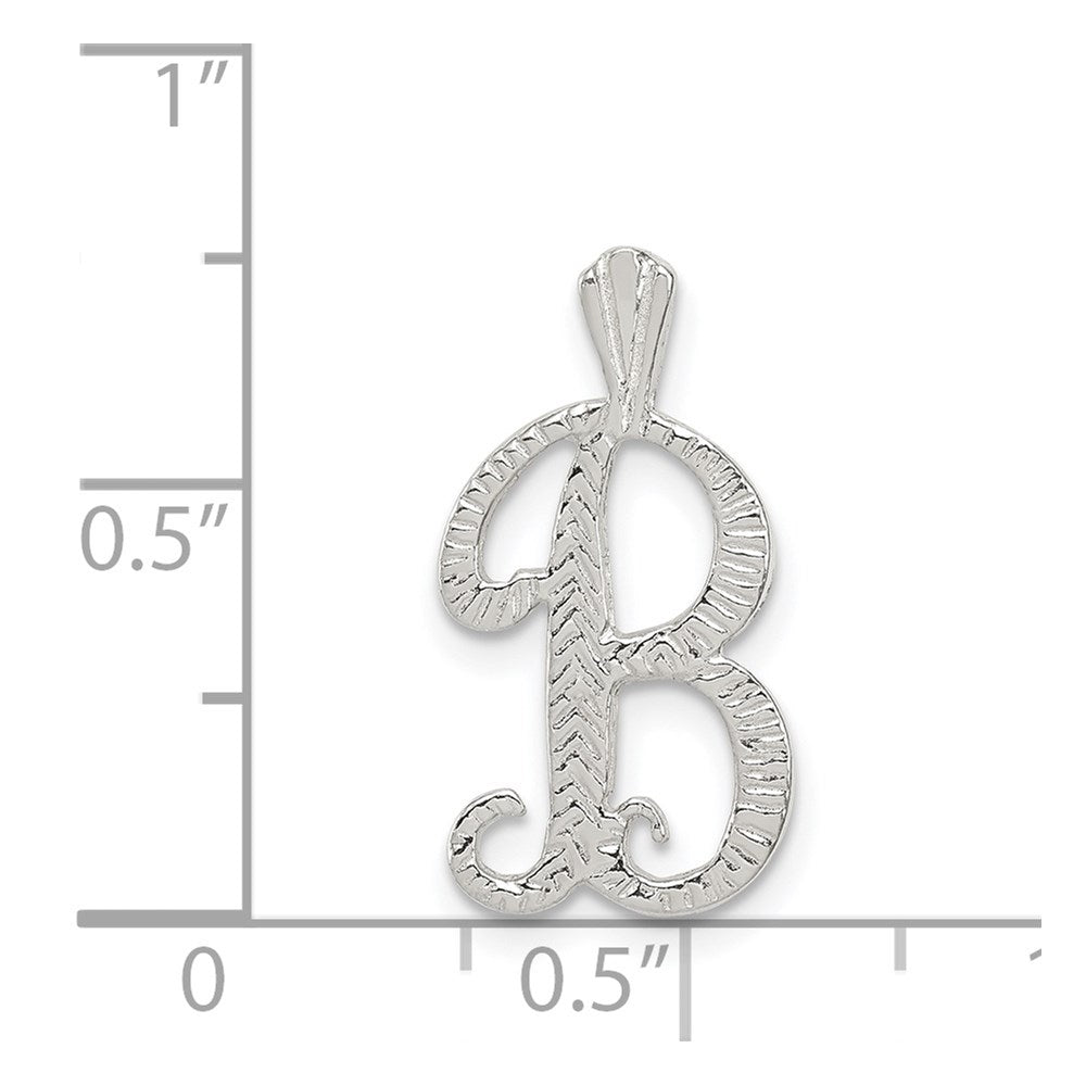 Sterling Silver Polished & Textured Letter B Initial Chain Slide