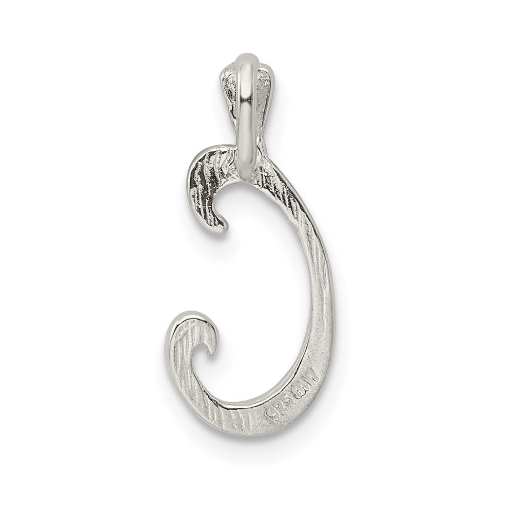 Sterling Silver Polished & Textured Letter C Initial Chain Slide