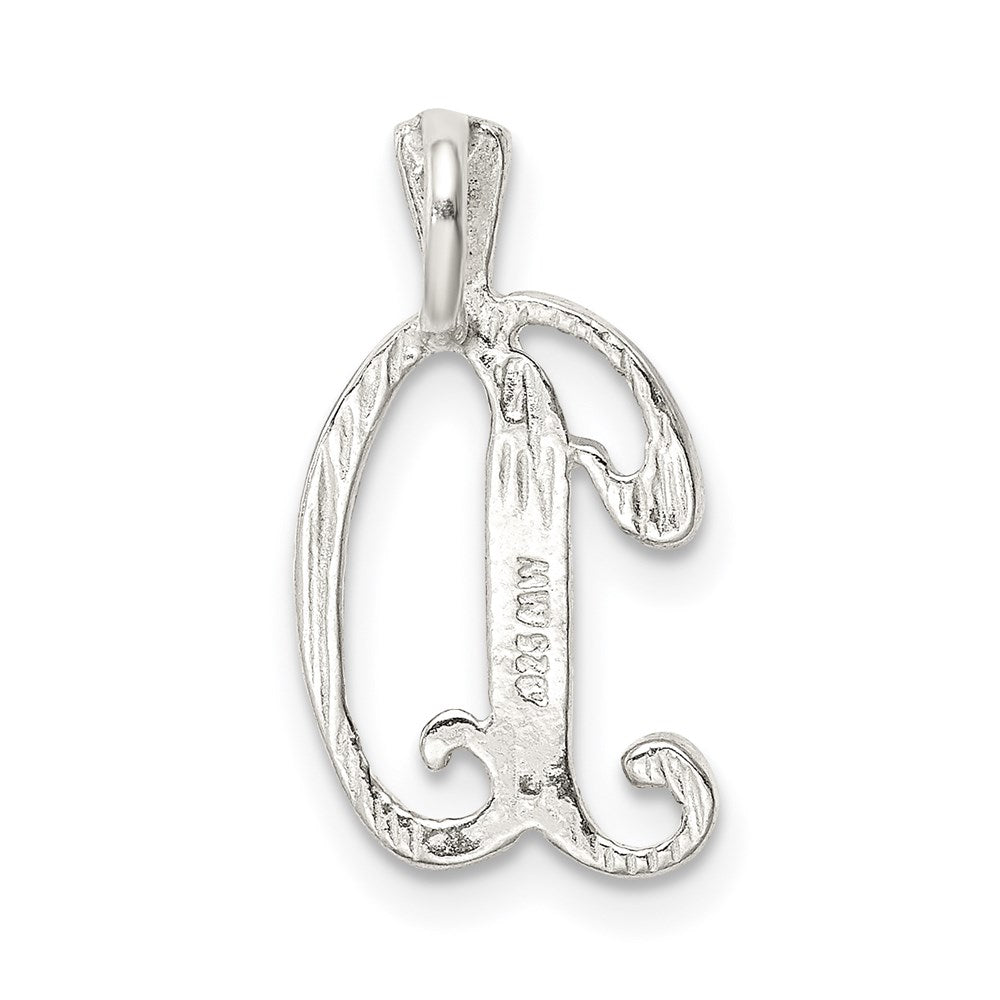 Sterling Silver Polished & Textured Letter D Initial Chain Slide