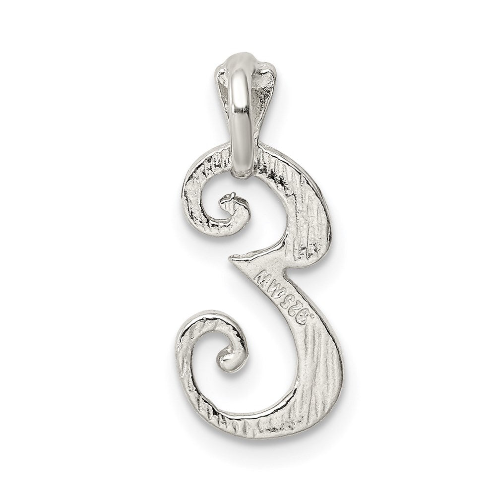 Sterling Silver Polished & Textured Letter E Initial Chain Slide