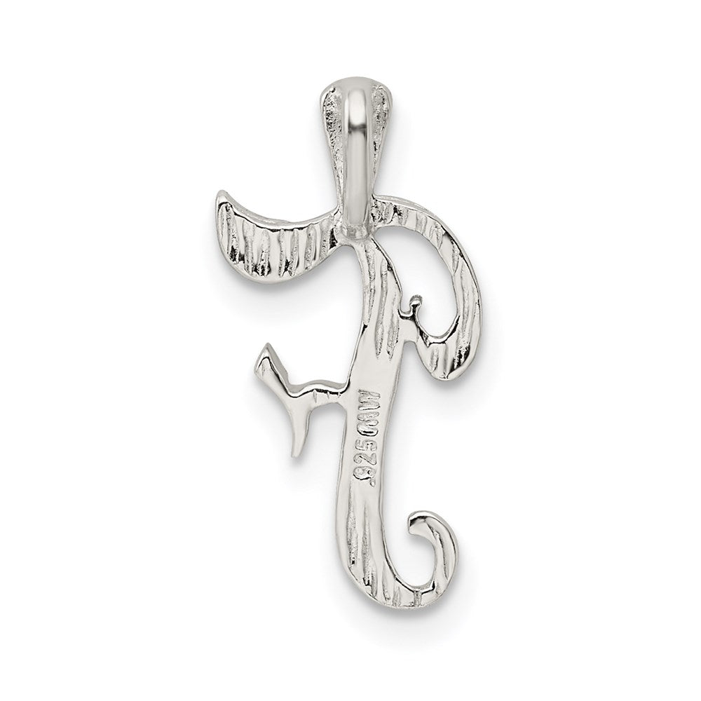 Sterling Silver Polished & Textured Letter F Initial Chain Slide