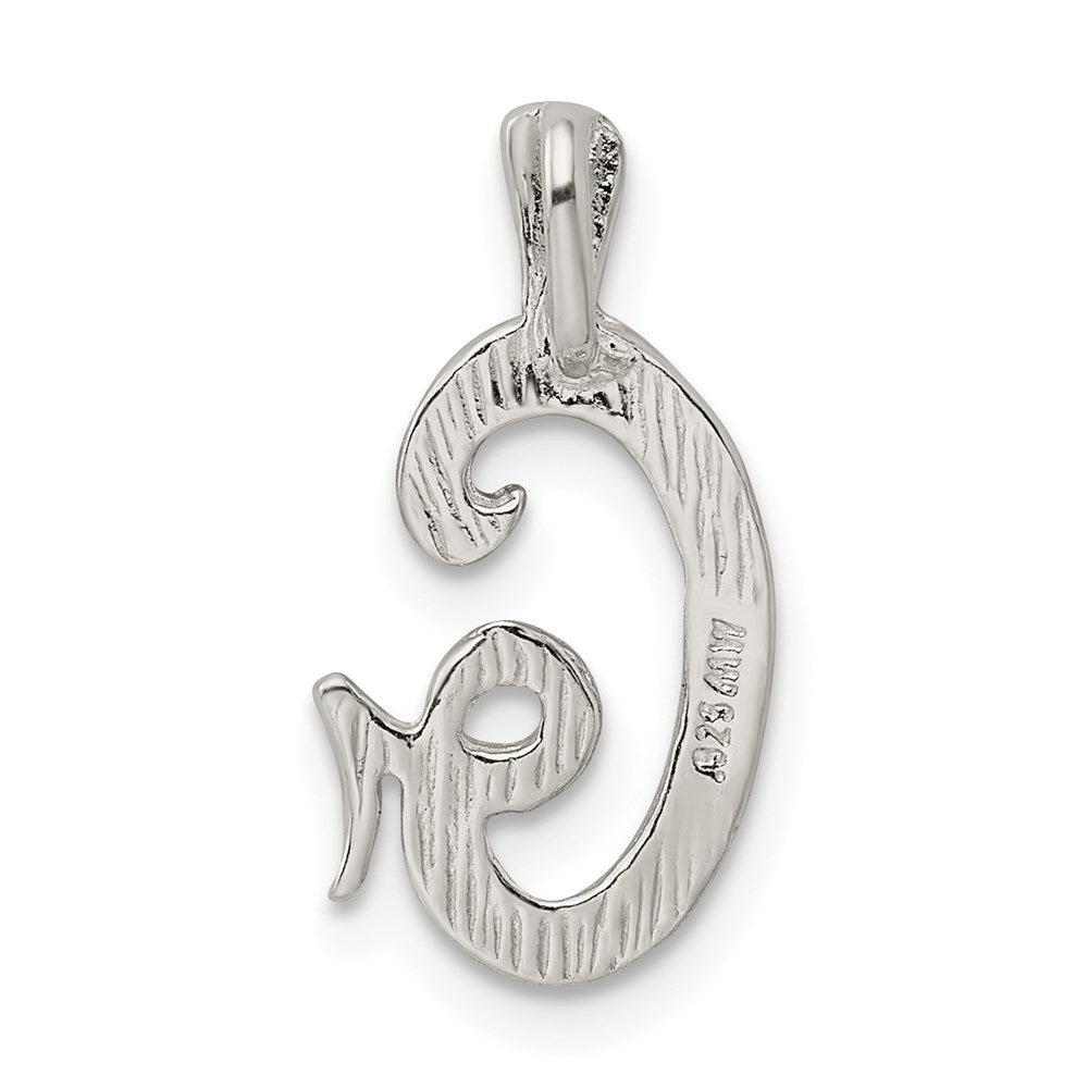 Sterling Silver Polished & Textured Letter G Initial Chain Slide