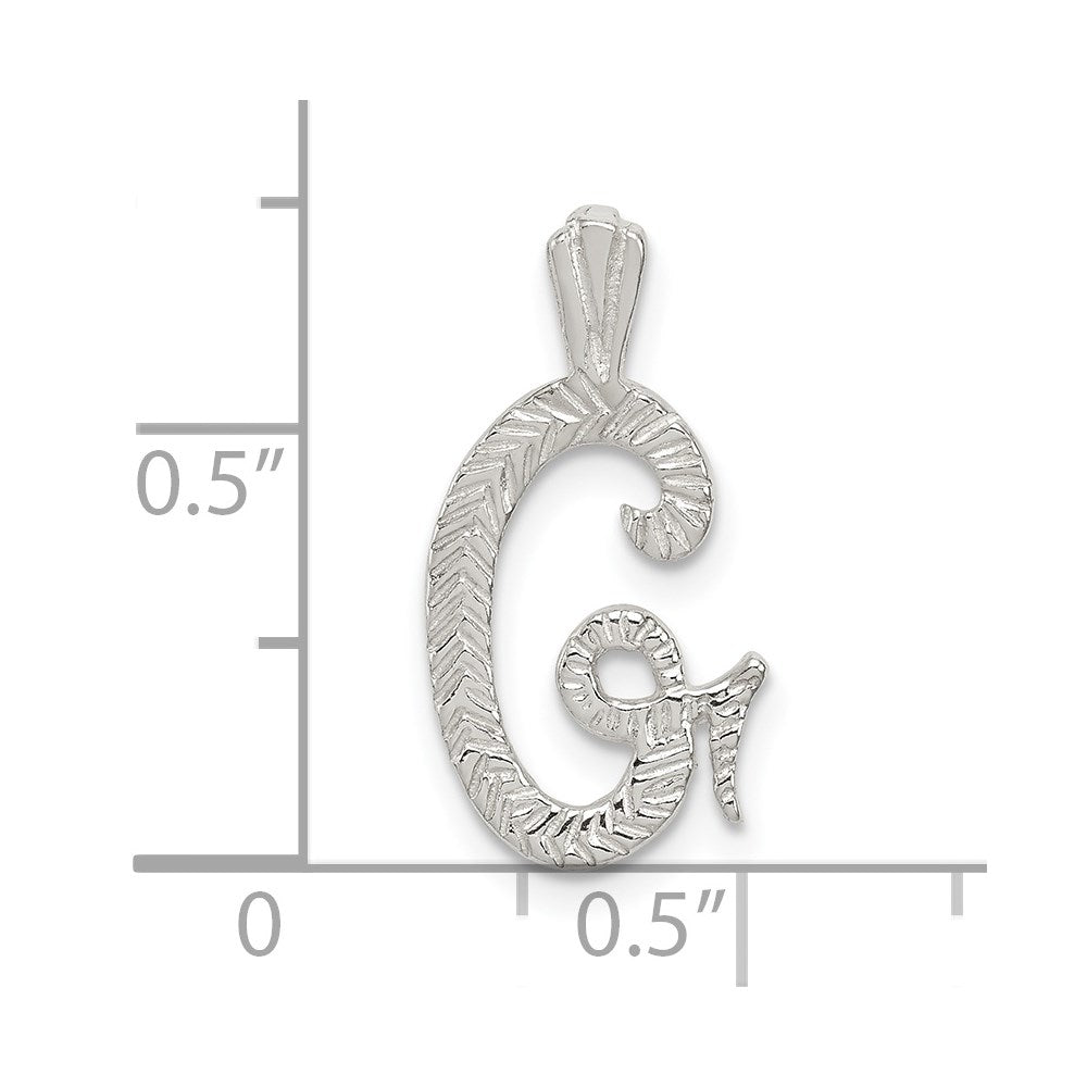 Sterling Silver Polished & Textured Letter G Initial Chain Slide