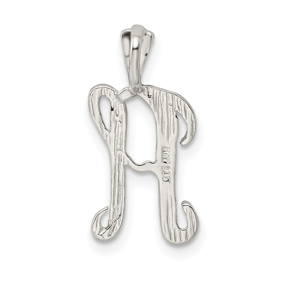 Sterling Silver Polished & Textured Letter H Initial Chain Slide