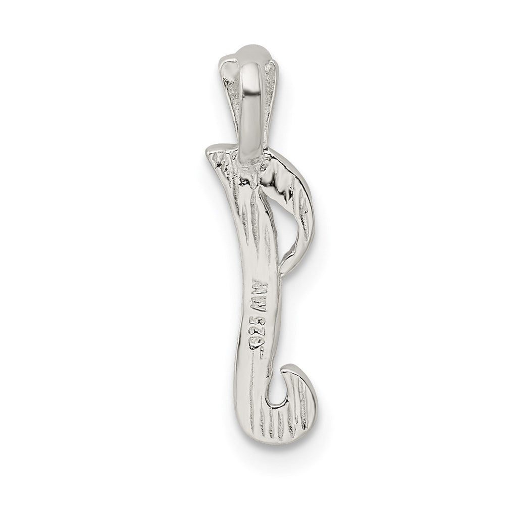 Sterling Silver Polished & Textured Letter I Initial Chain Slide