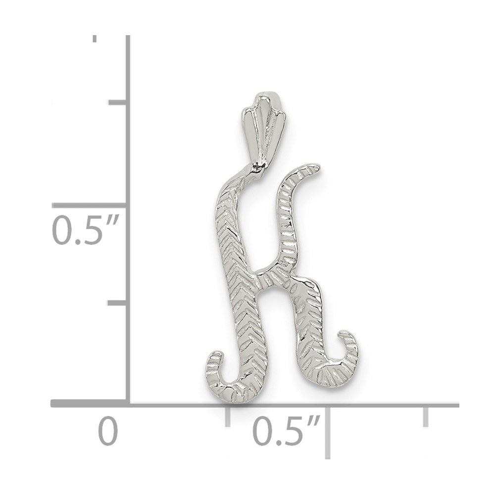 Sterling Silver Polished & Textured Letter K Initial Chain Slide