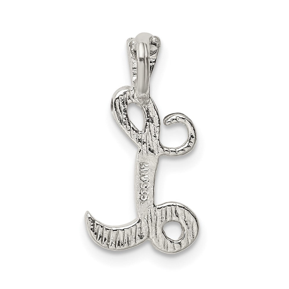 Sterling Silver Polished & Textured Letter L Initial Chain Slide