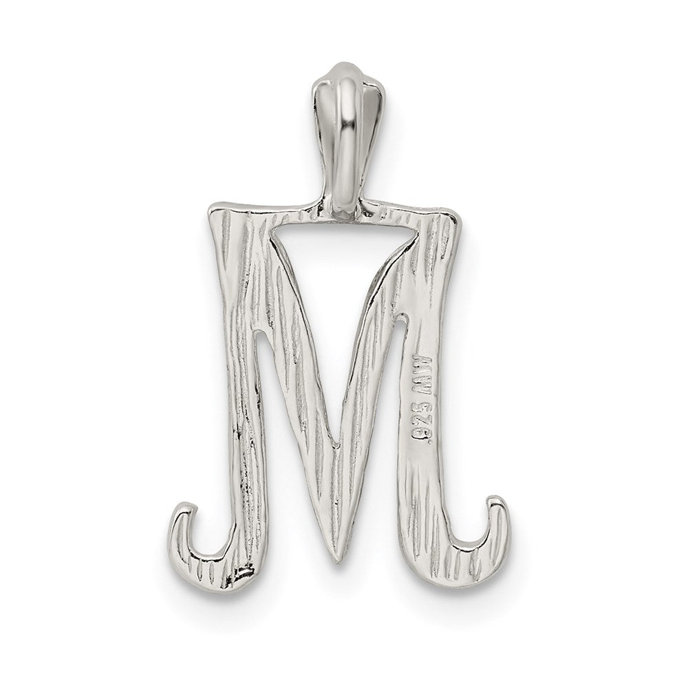 Sterling Silver Polished & Textured Letter M Initial Chain Slide