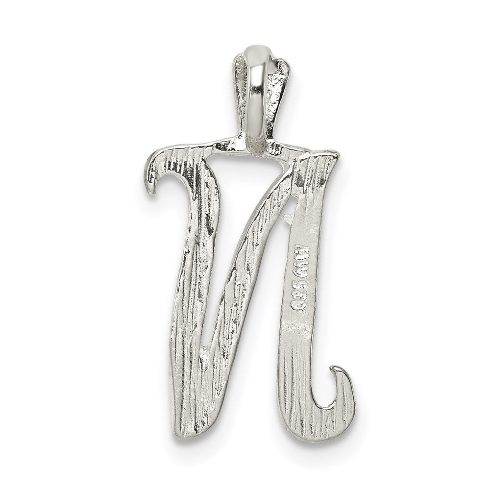 Sterling Silver Polished & Textured Letter N Initial Chain Slide