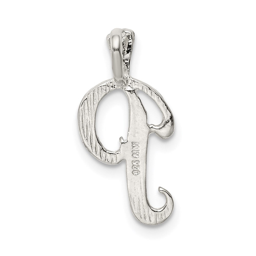 Sterling Silver Polished & Textured Letter P Initial Chain Slide