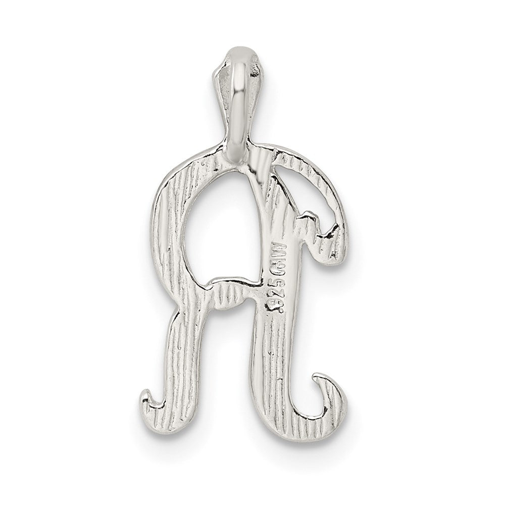 Sterling Silver Polished & Textured Letter R Initial Chain Slide