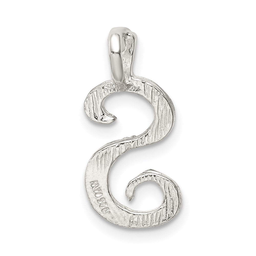 Sterling Silver Polished & Textured Letter S Initial Chain Slide