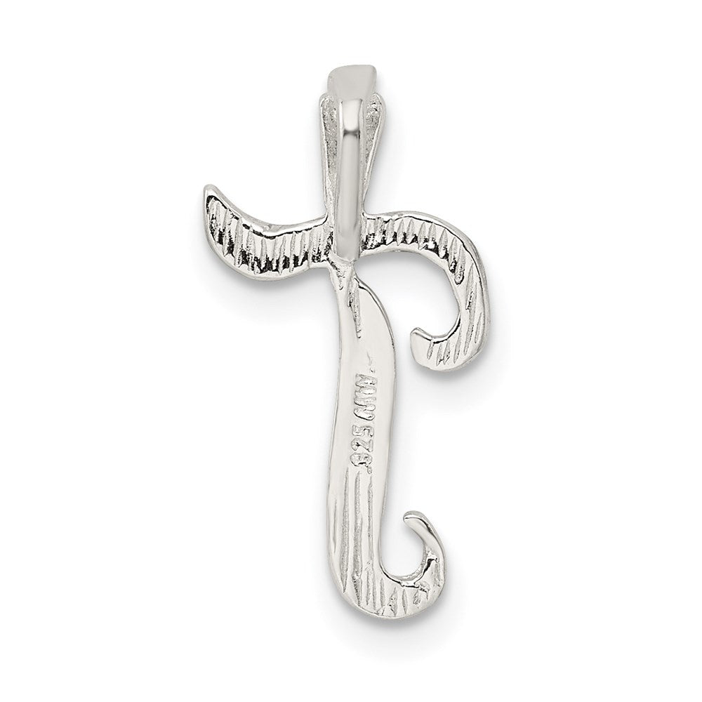 Sterling Silver Polished & Textured Letter T Initial Chain Slide