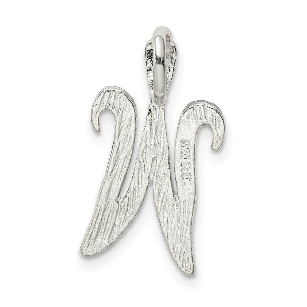 Sterling Silver Polished & Textured Letter W Initial Chain Slide