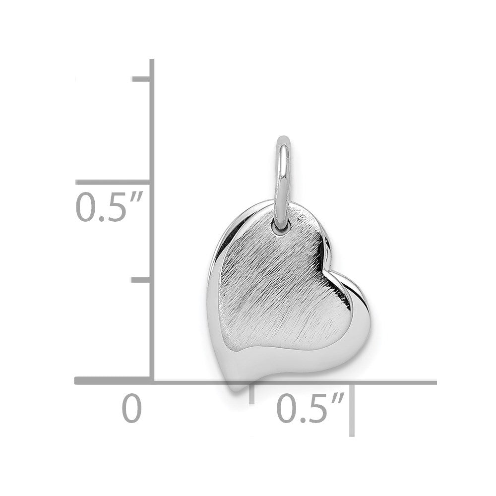 Sterling Silver Rhodium-plated satin and Polished Two Piece Heart Pendant