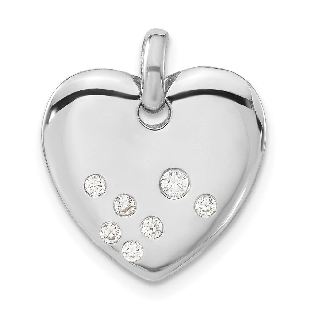 Sterling Silver Polished CZ Heart Pendant