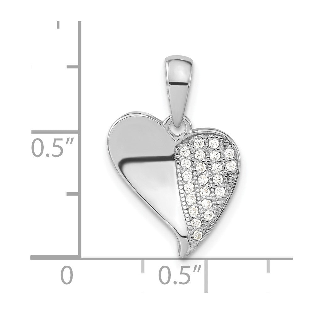 Sterling Silver Polished CZ Heart Pendant