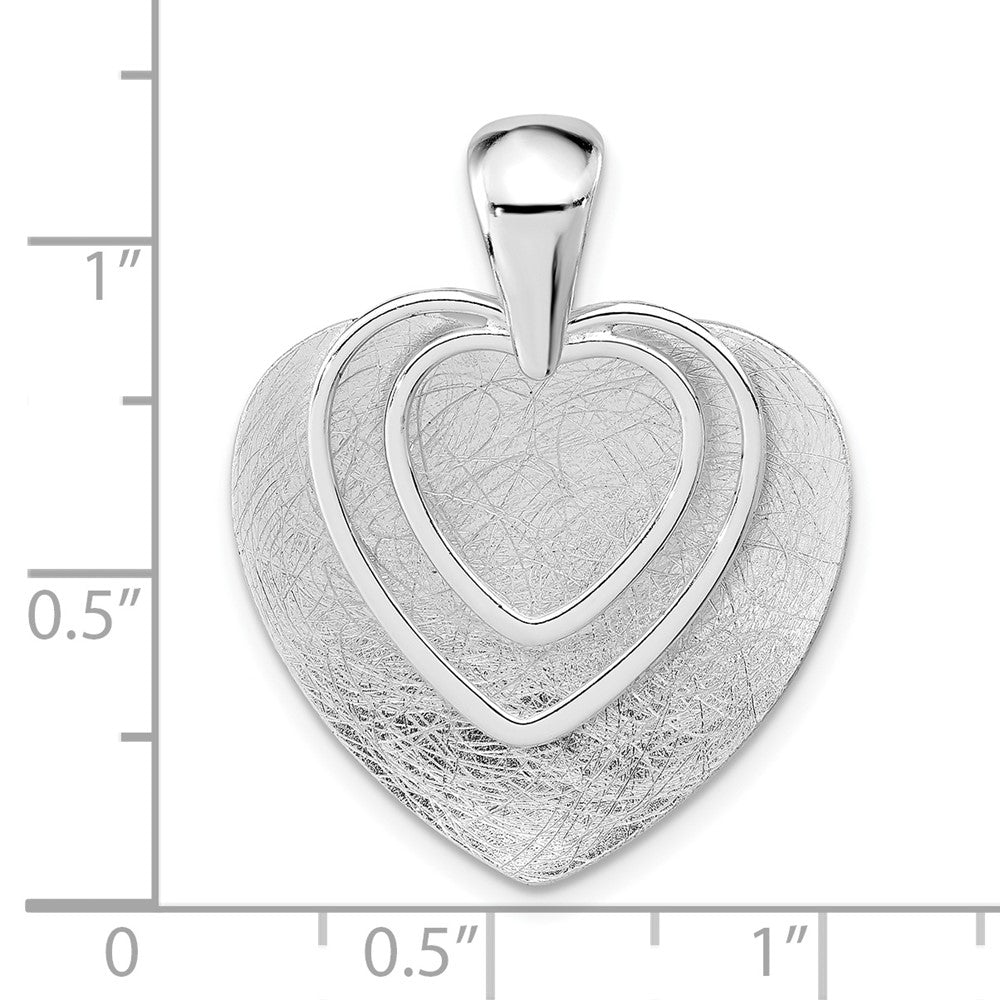 Sterling Silver Polished & Textured Heart Pendant