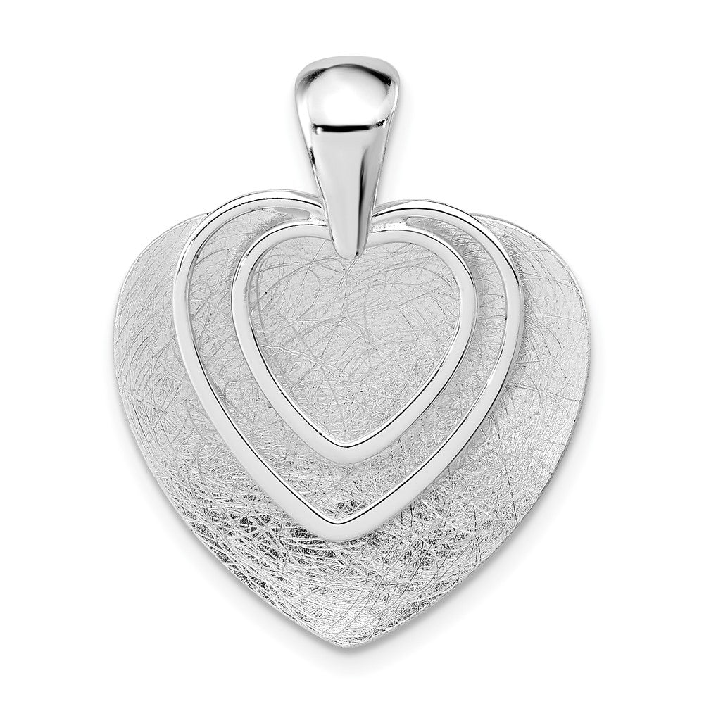 Sterling Silver Polished & Textured Heart Pendant