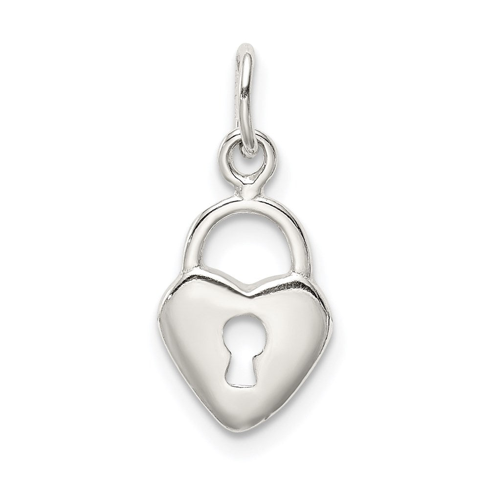 Sterling Silver Polished Heart Lock Charm