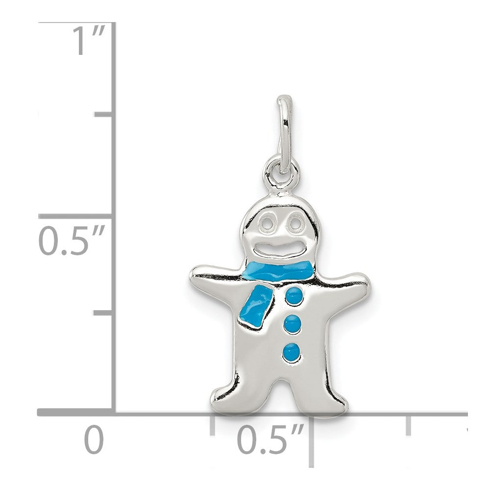 Sterling Silver Polished Enamel Gingerbread Man Pendant