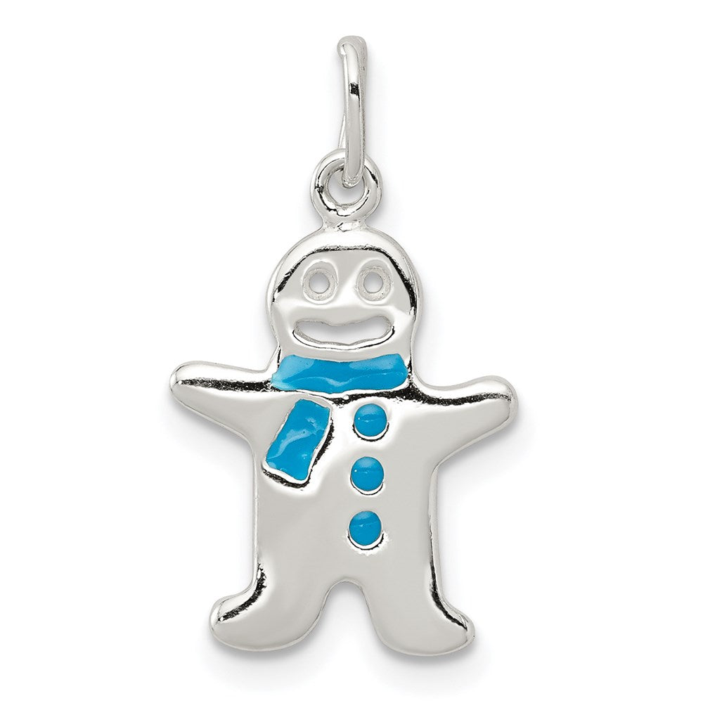 Sterling Silver Polished Enamel Gingerbread Man Pendant