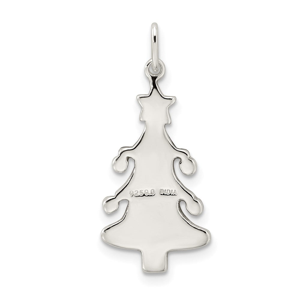 Sterling Silver Polished Enamel Christmas Tree Pendant