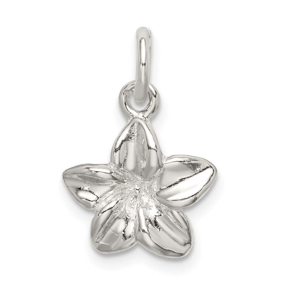 Sterling Silver Polished Plumeria Flower Pendant