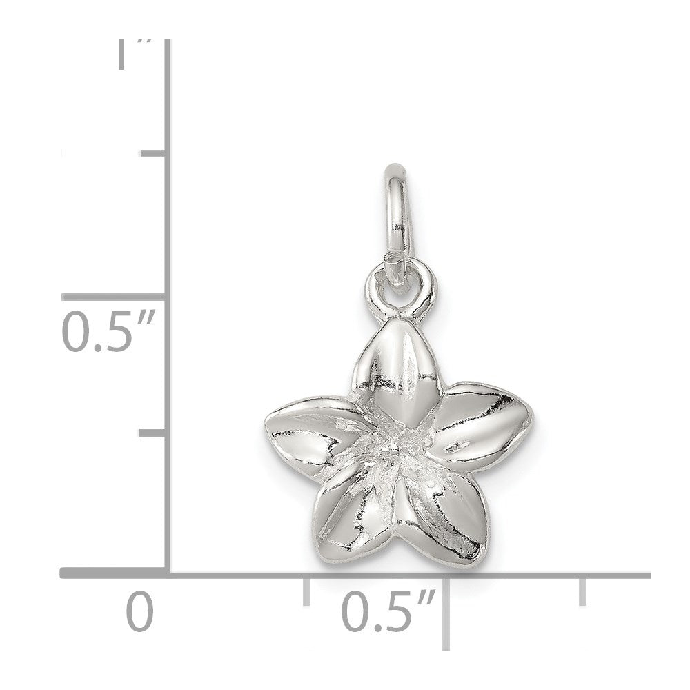 Sterling Silver Polished Plumeria Flower Pendant