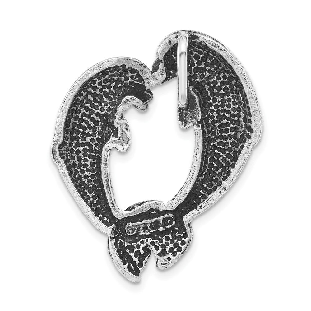 Sterling Silver Polished & Antiqued Dolphin Heart Chain Slide