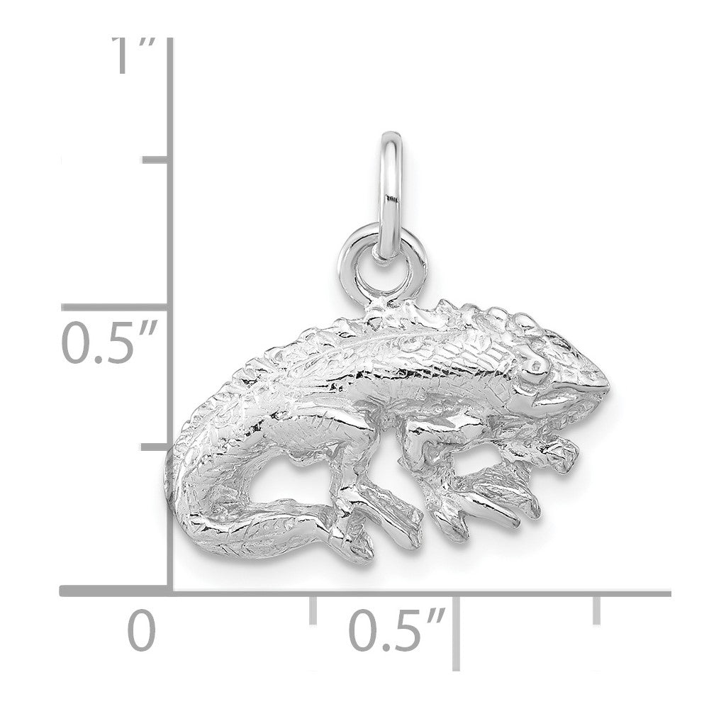 Sterling Silver Polished & Textured Iguana Pendant