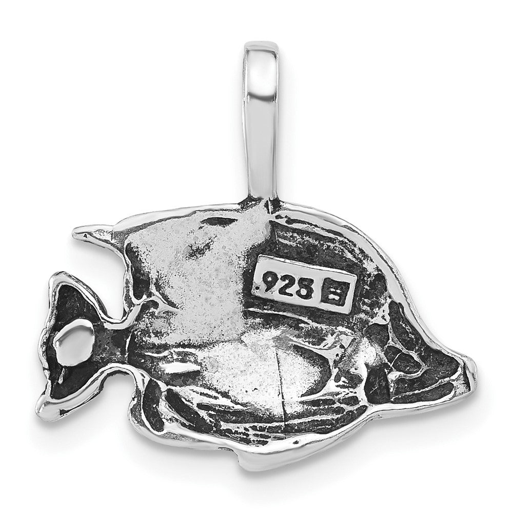 Sterling Silver Polished & Antiqued Tropical Fish Pendant