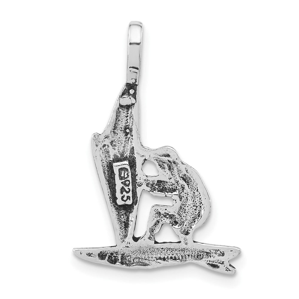 Sterling Silver Polished & Antiqued Windsurfer Chain Slide Pendant