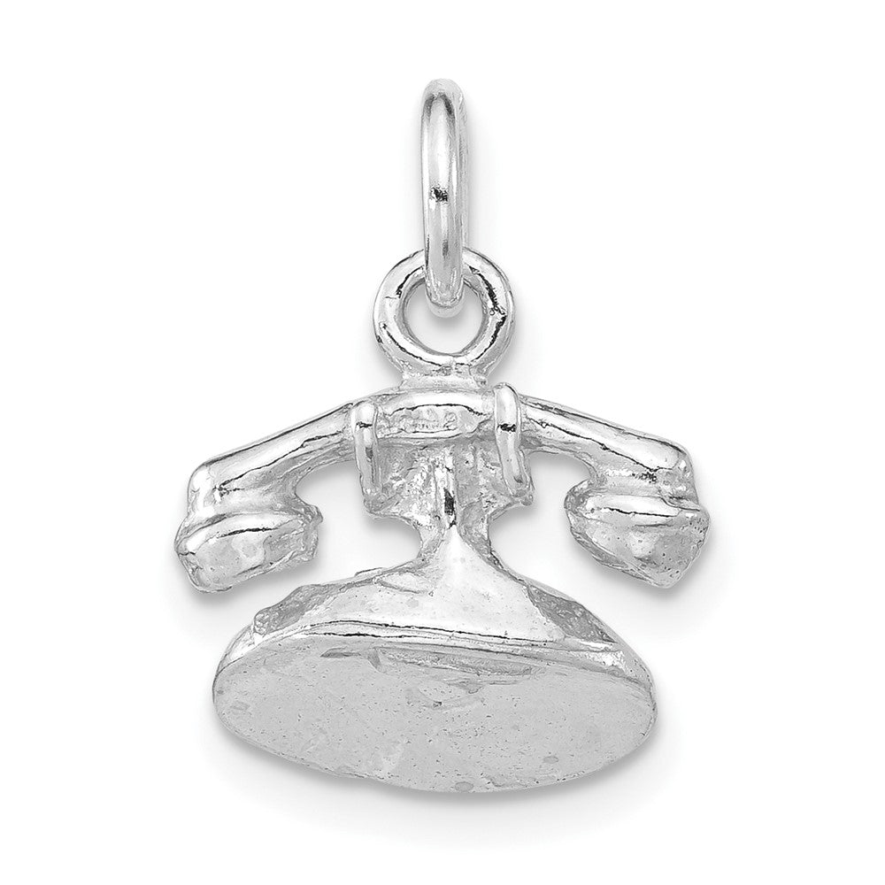 Sterling Silver Polished & Textured 3-D Telephone Pendant