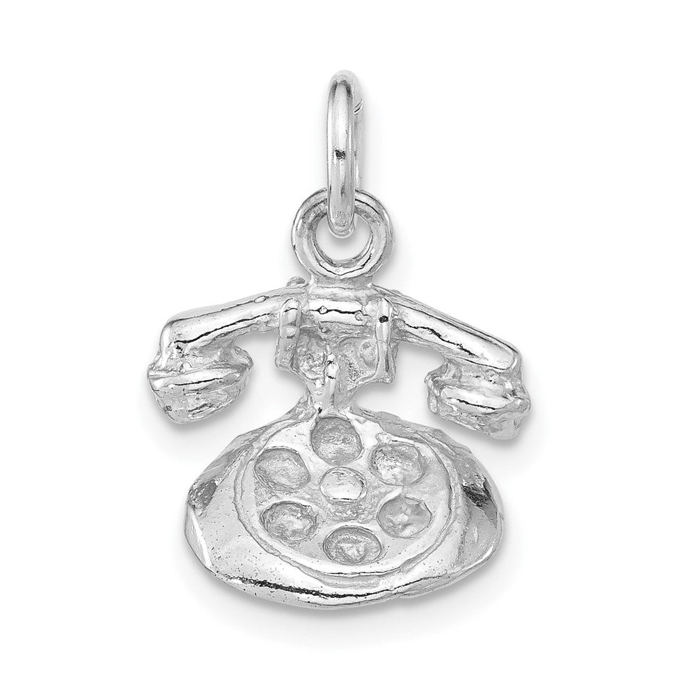 Sterling Silver Polished & Textured 3-D Telephone Pendant