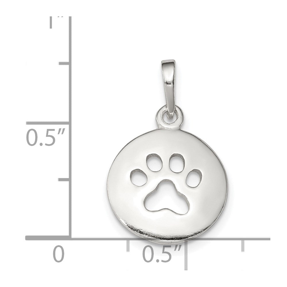 Sterling Silver Polished Paw Print Pendant