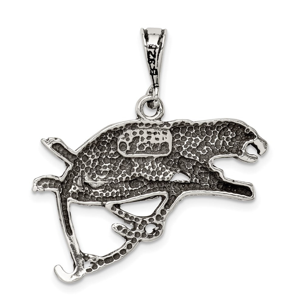 Sterling Silver Antiqued & Textured Leopard on Branch Pendant