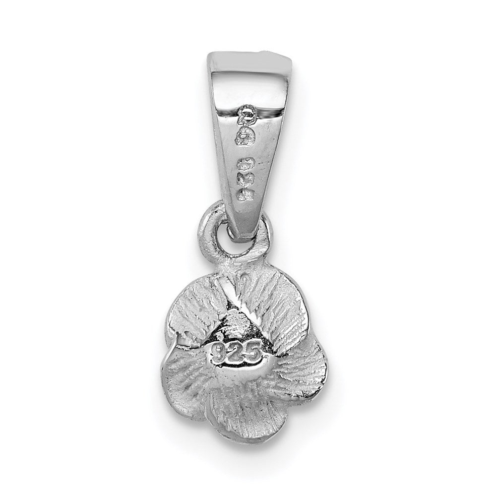 Sterling Silver Rhodium-plated Childrens Textured Rose Pendant