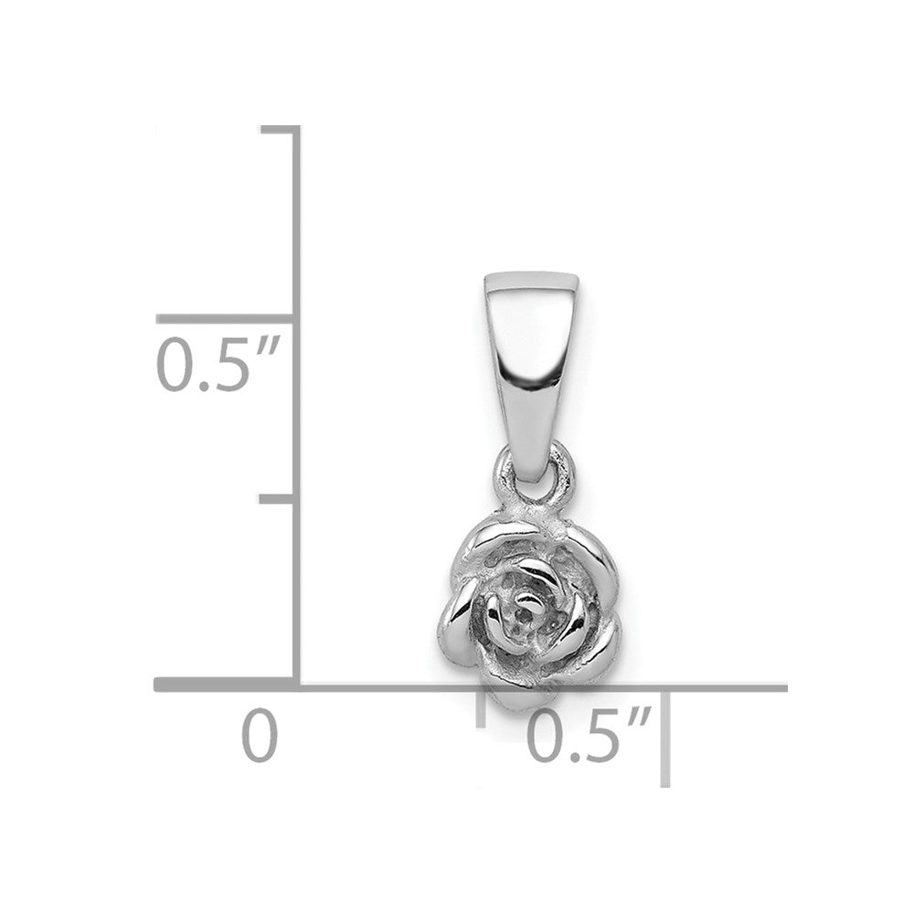 Sterling Silver Rhodium-plated Childrens Textured Rose Pendant