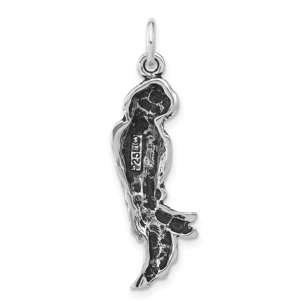 Sterling Silver Polished & Antiqued Parrot Pendant