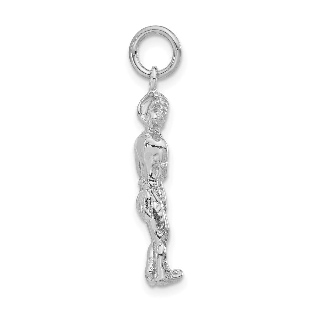 Sterling Silver Polished Indigenous Man w/Bow & Arrow Pendant