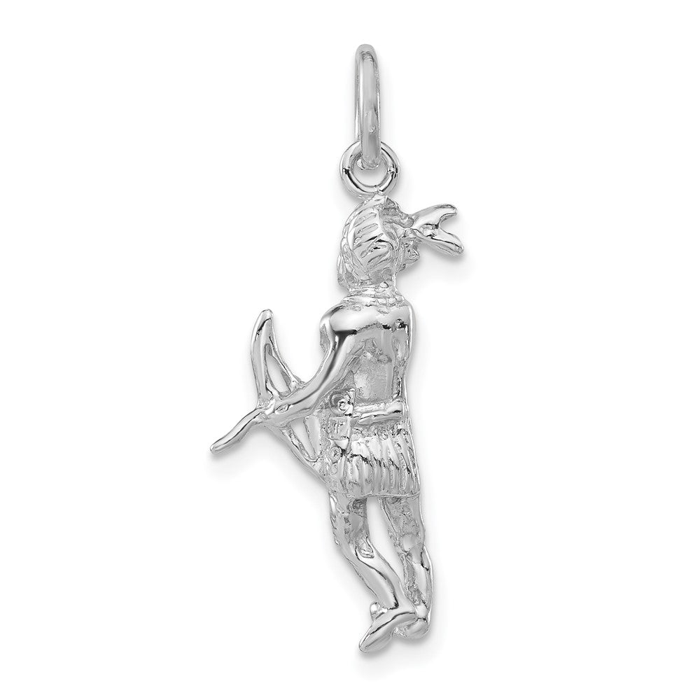 Sterling Silver Polished Indigenous Man w/Bow & Arrow Pendant