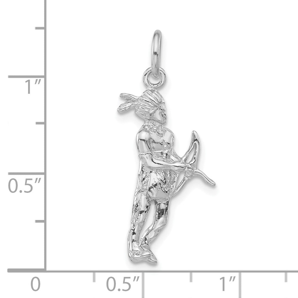 Sterling Silver Polished Indigenous Man w/Bow & Arrow Pendant