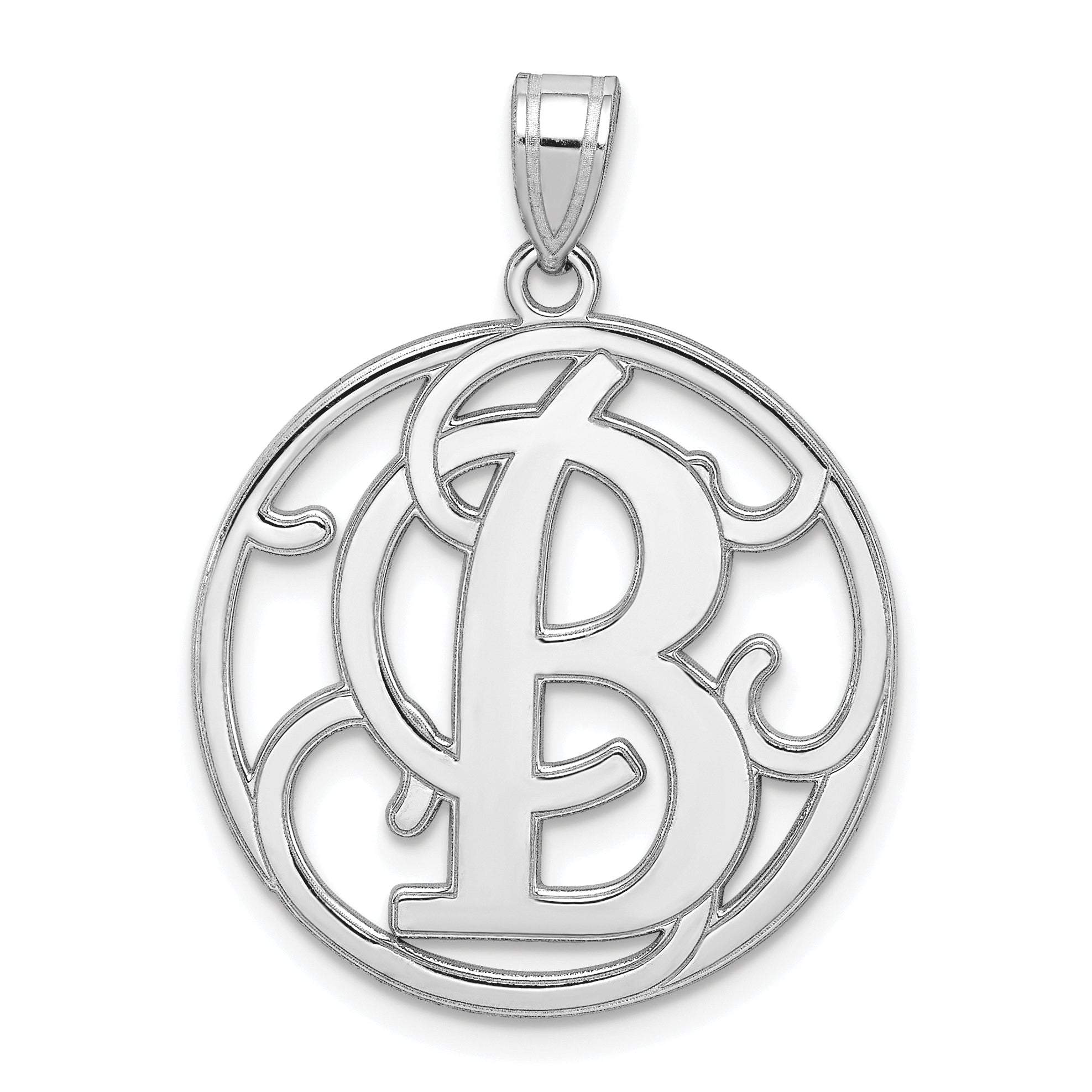 Sterling Silver Fancy Script Initial B Charm QC8999B