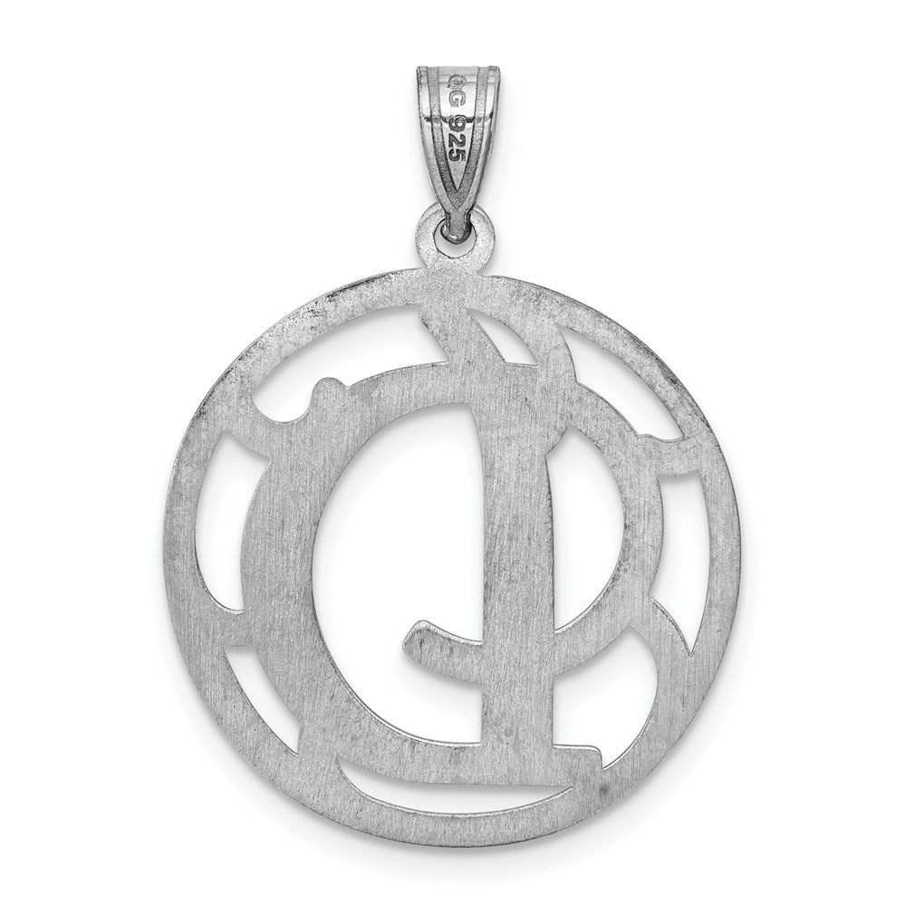 Sterling Silver Rhodium-plated Fancy Script Letter D Initial Pendant