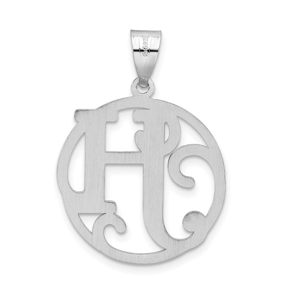 Sterling Silver Rhodium-plated Fancy Script Letter H Initial Pendant