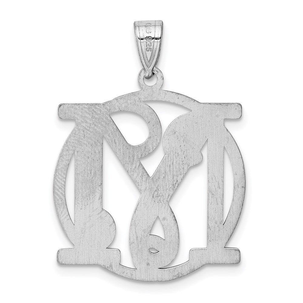 Sterling Silver Rhodium-plated Fancy Script Letter M Initial Pendant