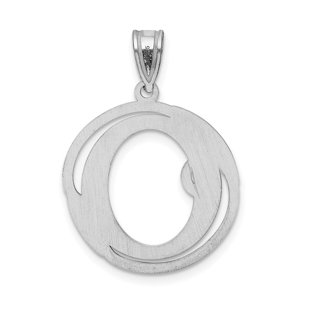 Sterling Silver Rhodium-plated Fancy Script Letter O Initial Pendant