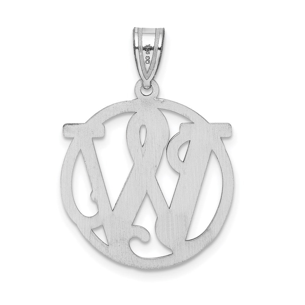 Sterling Silver Rhodium-plated Fancy Script Letter W Initial Pendant