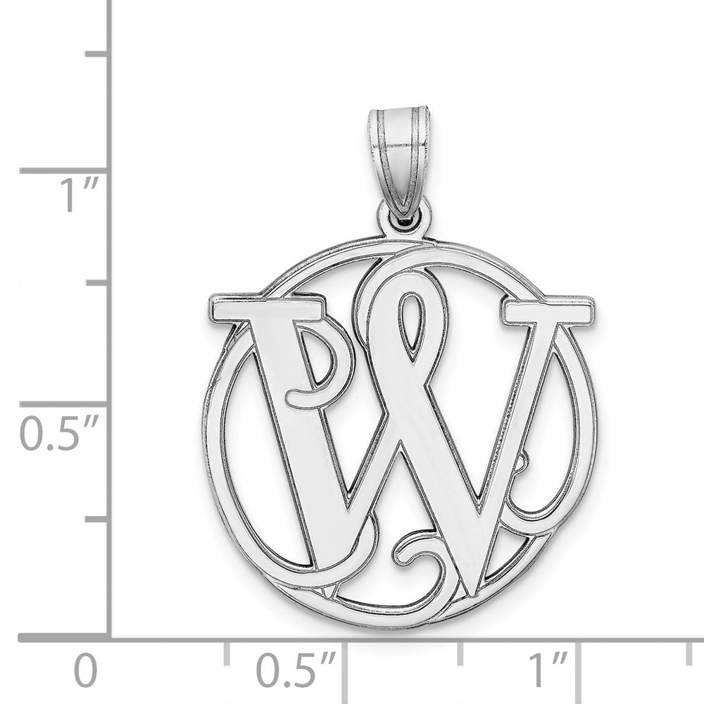 Sterling Silver Rhodium-plated Fancy Script Letter W Initial Pendant